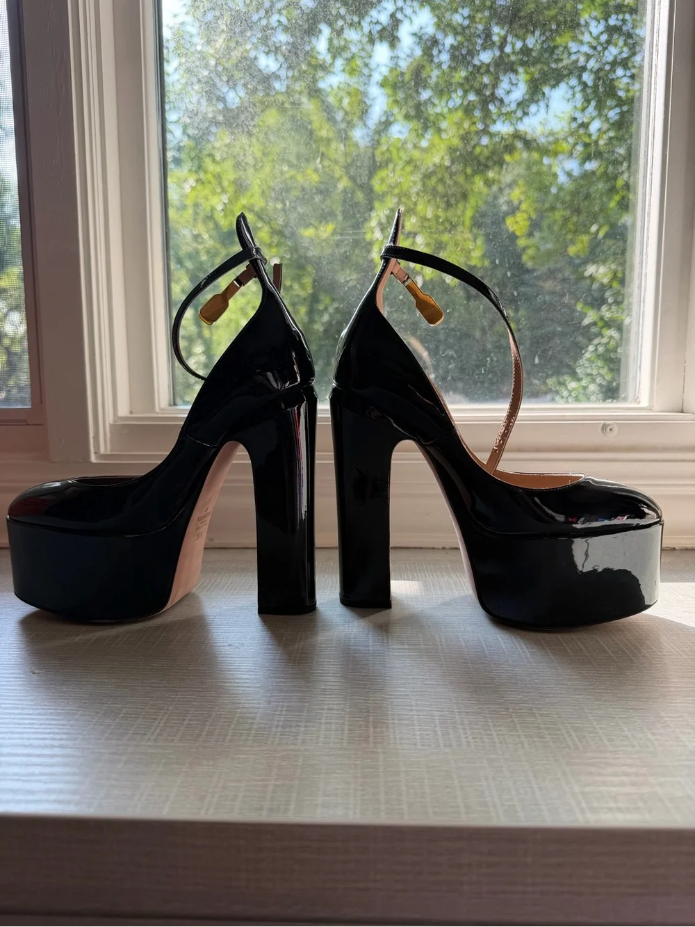 Valentino Garavani Black Leather Ankle Strap Heels